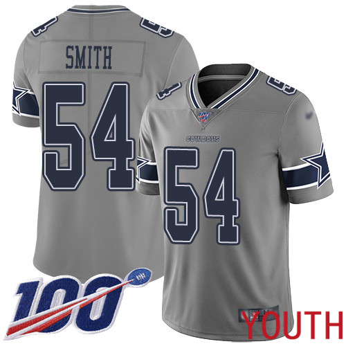 Youth Dallas Cowboys Limited Gray Jaylon Smith #54 100th Season Inverted Legend NFL Jersey->women nfl jersey->Women Jersey